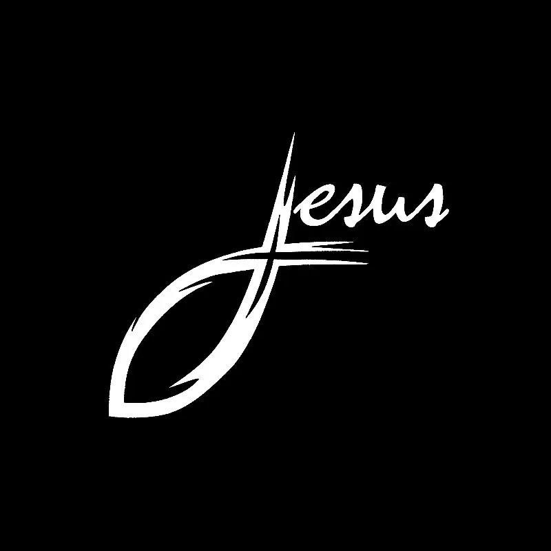 Creative Car Sticker Jesus Cursive Cross Christian Fish Vinyl Decal Auto Decoration Black/silver,13cm*11cm