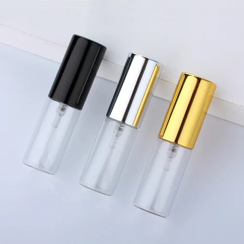 Botella de Perfume con espray de 5ml, estuche de cosméticos vacío portátil, Mini botella de muestra de regalo de viaje, contenedor de maquillaje, 100 Uds./lote