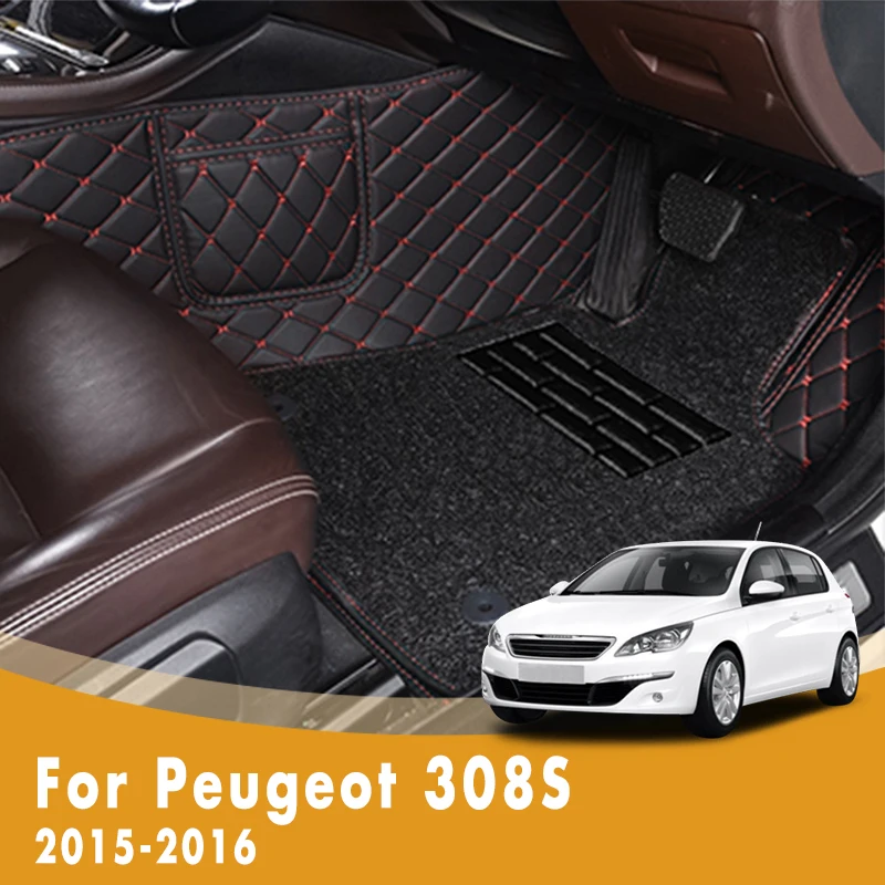 

RHD Custom Car Floor Mats For Peugeot 308S 2016 2015 Luxury Double Layer Wire Loop Car Accessories Interior Styling Carpet Cover