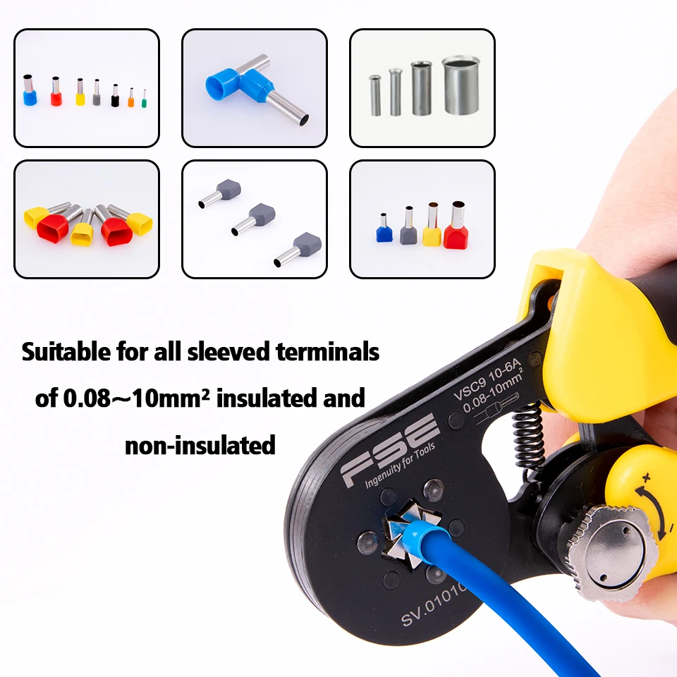Crimpen zangen werkzeuge VSC9 10-6A 0,08-16mm2 23-7AWG für rohr typ nadel typ terminal manuelle einstellbare werkzeuge
