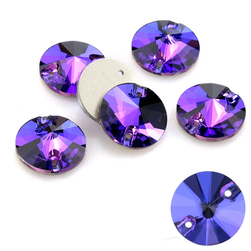 Purple Velvet Sew On Rhinestones For Needlework Sewing Stone Color Crystal Glass Rhinestone Accessories DIY Garment Dress Making