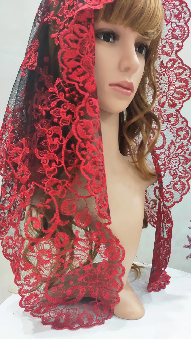 2020 New Design Embroidery Spanish Lace Mantilla Catholic Veil Factory