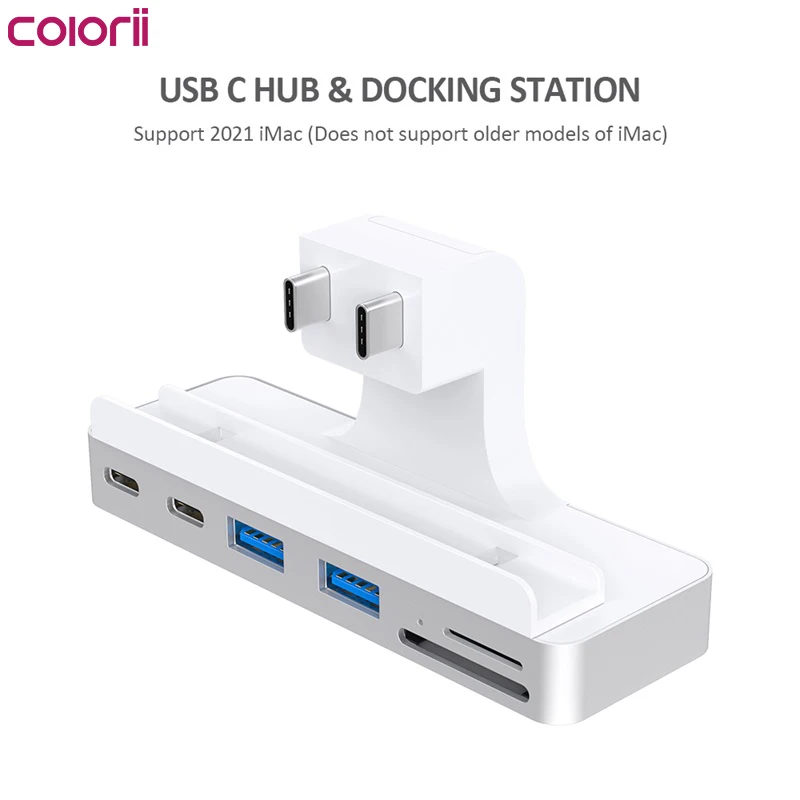 USB-концентратор Colorii с зажимом типа C для 2021 iMac с USB c USB 3,0 устройство для чтения Micro/SD карт 4K HD док-станция iMac аксессуары