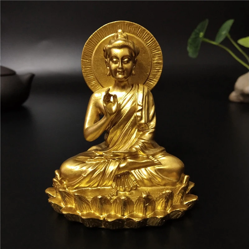 Golden Buddha Statue Hindu God Sculpture Figurines Ornaments Resin Craft Lucky Gifts Wealth For Home Decoration Buddha Statues