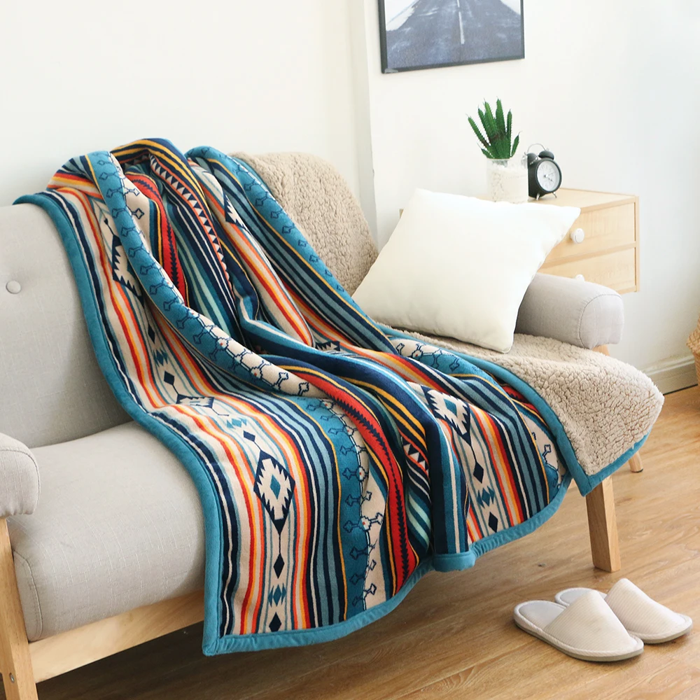 New Soft Flannel blankets Fleece Sherpa Bohemian Couch Throw Blanket For Sofa Portable Car Travel Cover Blanket