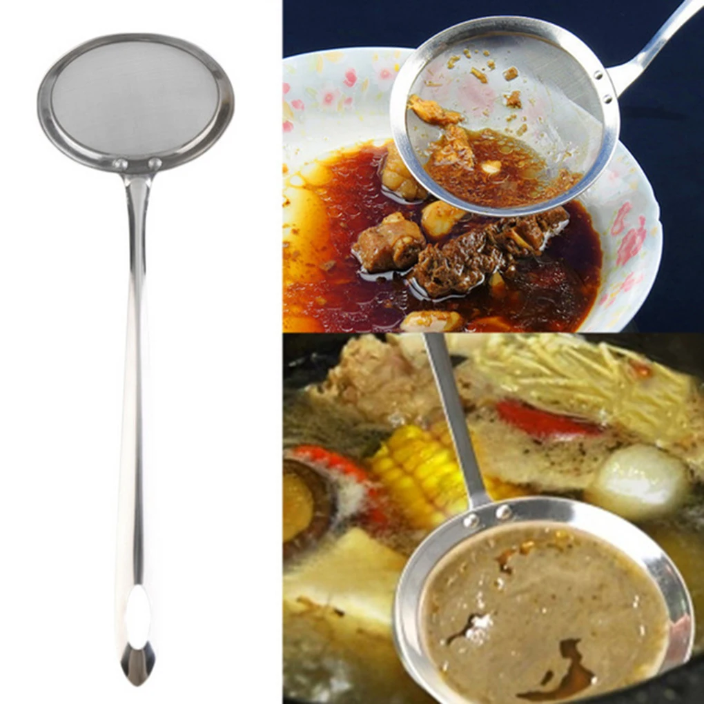 New Kitchen Tools & Gadgets Stainless Steel Mesh Skimmer Vegetable Residue Oil Mesh Hot pot escape Frying Oil spoon accessories