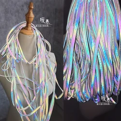 Iridescent Reflective Rope Accessories Laser Safety Warning DIY Handmade Hats Bag Rope Belt Decor Clothes Designer Fabric