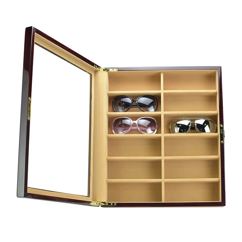 Bolai Luxe 12 Glazen Doos Zonnebril Doos Opslag Hout Luxe Collection Box Voor Vrouwen En Mannen Glazen Display Met Top venster