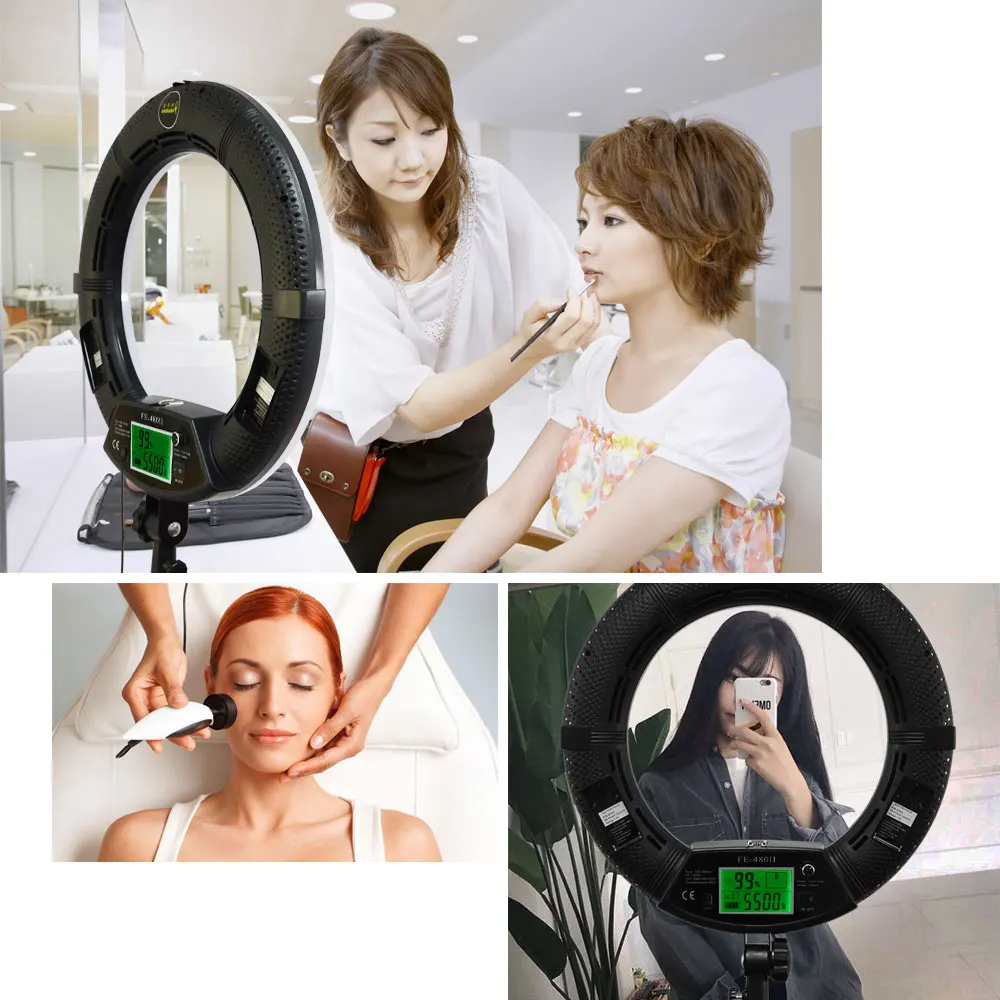 Yidoblo FE-480II Led Ring Lamp 5600K Remote Control Photo Video Studio Makeup Ring Light With Phone Holder Photographic Lighting