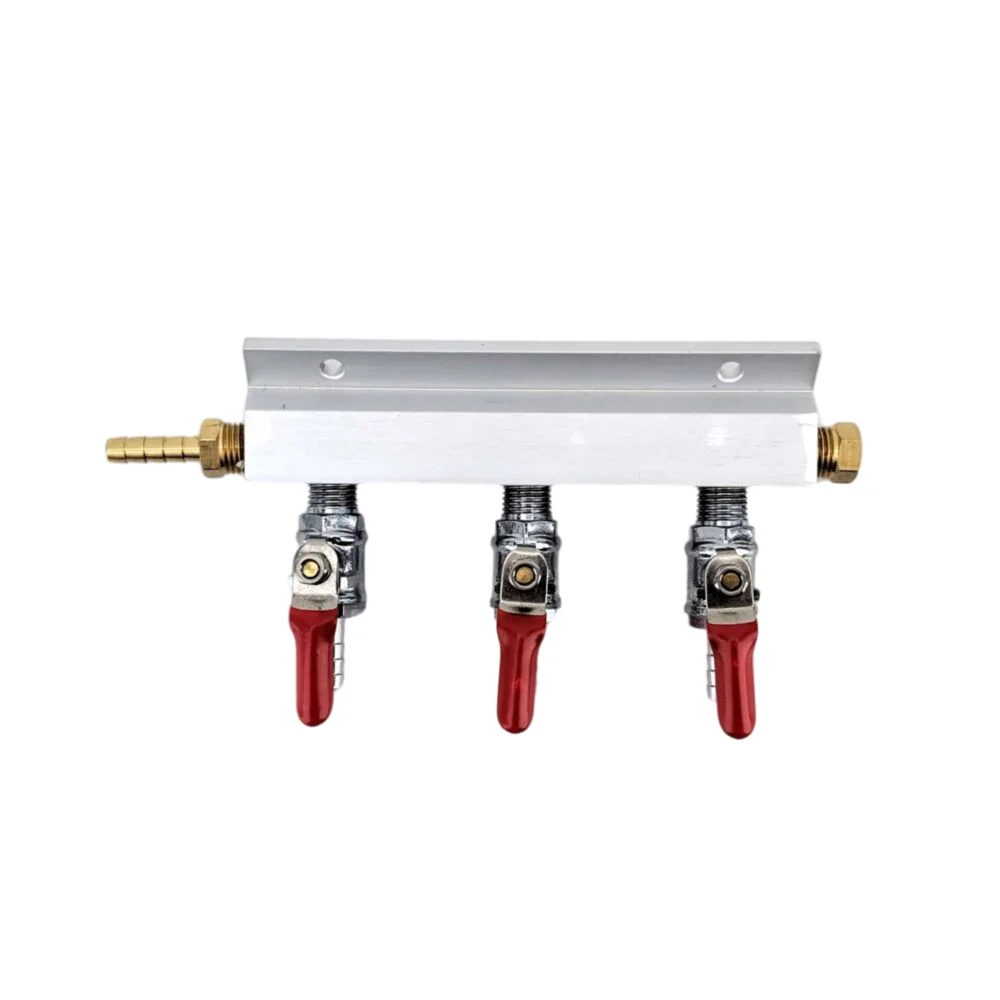 KegLand 3 OUTPUT / 3 Way 1/4inch, 6mm Barb Gas Manifold Distribution CO2 Splitter W/ Check Valves Home Brew Kegerator