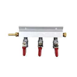 KegLand 3 OUTPUT / 3 Way 1/4inch, 6mm Barb Gas Manifold Distribution CO2 Splitter W/ Check Valves Home Brew Kegerator