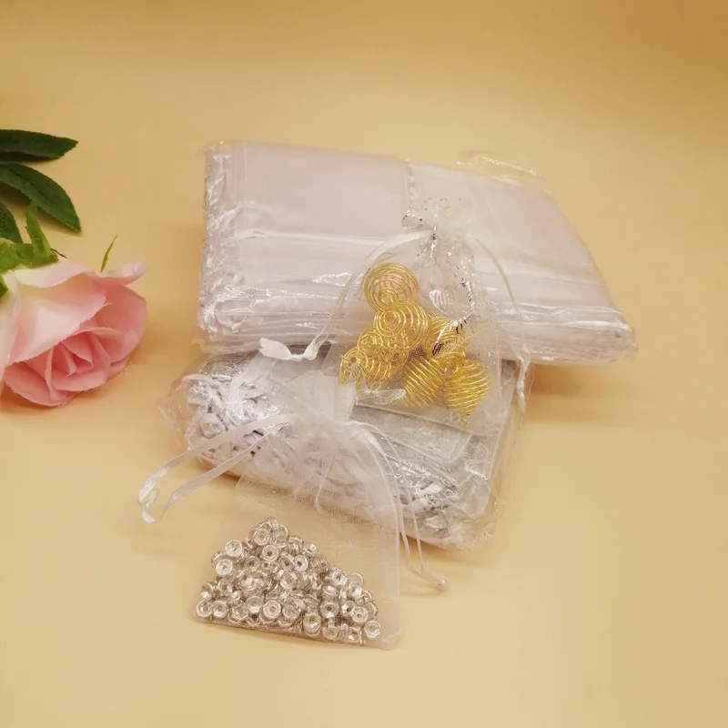 1000Pcs White Organza Bags Butterfly Drawstring Sachet Bag Mini Storage Bags for Women Wedding Gift Box Packaging Bag Display