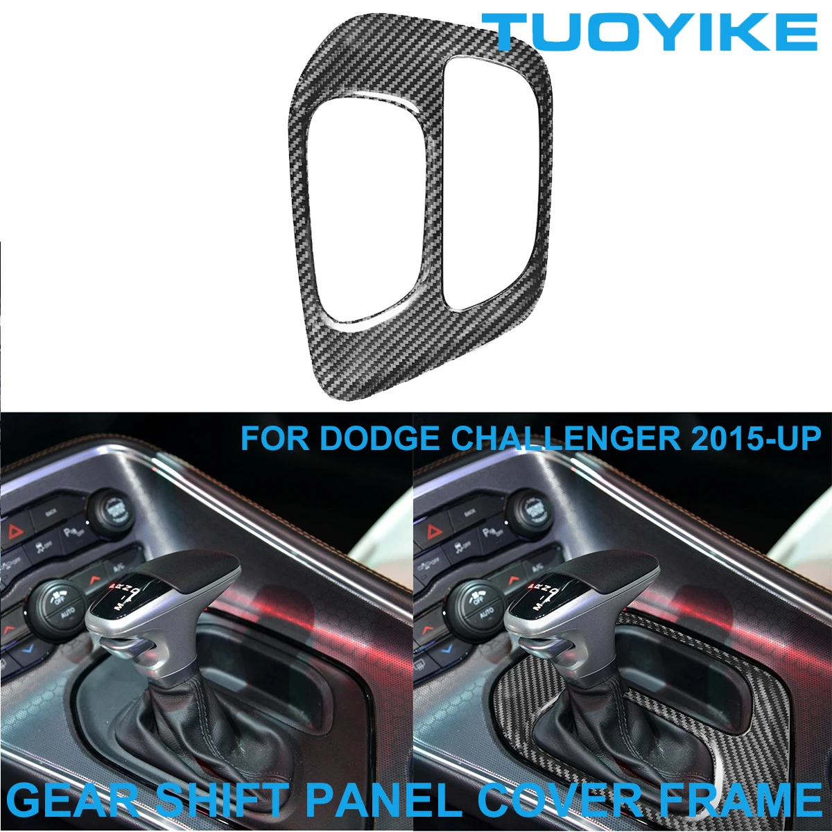 

LHD Car Styling Real Dry Carbon Fiber Interior Central Gear Shift Panel Cover Frame Trim Decal For Dodge Challenger 2015-2021