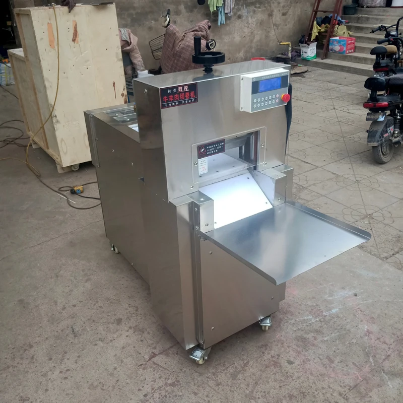 Electric Meat Slicer Mutton Roll Machine Freezing Beef Lamb Cutting Machine Stainless Steel CNC Double Cut Lamb Roll Machine