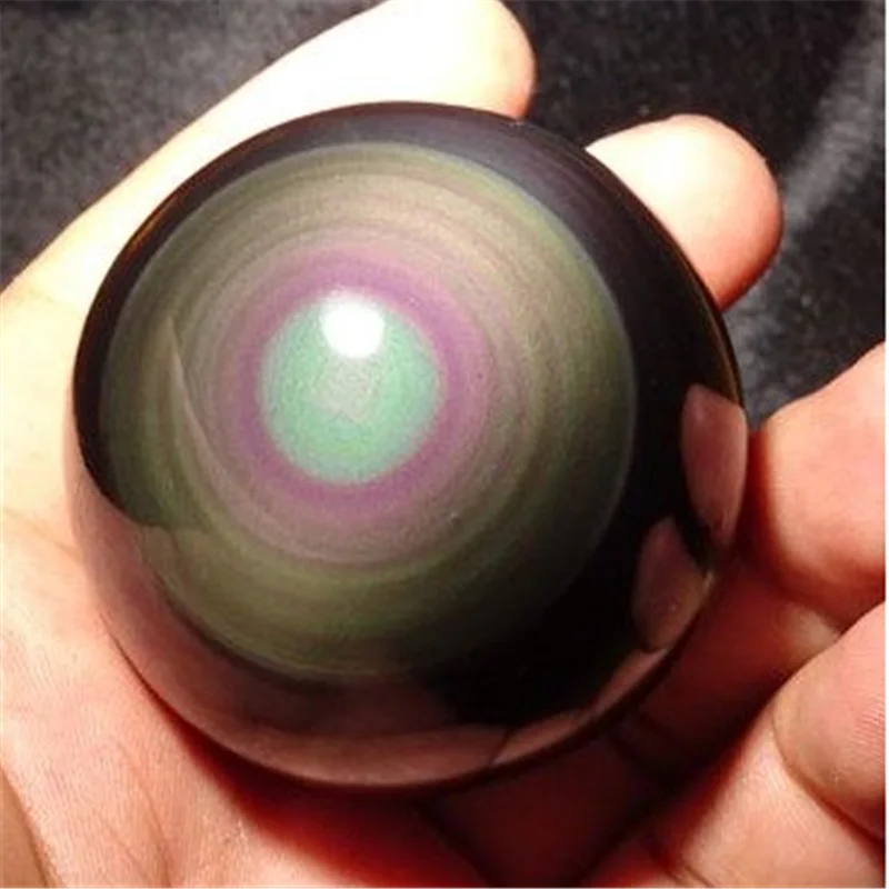 RAINBOW !! NATURAL Cats Eye Obsidian QUARTZ CRYSTAL Sphere Ball RARE