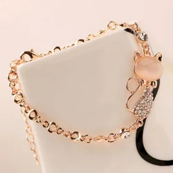 2021 Trend Rose Gold Alloy Cute Cat Bracelet Female Lady Child Girl Gift Jewelry Charm Opal Rhinestone Bracelet Cat Bracelet New