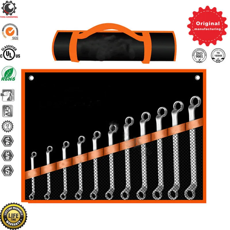 

Auto Repairing Chrome Vanadium 10 pcs Handle Combination Ratchet Spanner Set,Long Pattern Wrench Set,With Carrying Bag