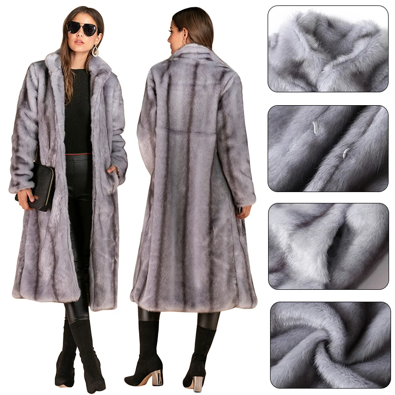 แฟชั่นขนสัตว์ประดิษฐ์ Plus ขนาดผู้หญิงยาว Coat Warm Soft Thicken ยุโรปสไตล์เสื้อคลุมขนสัตว์หญิง Casaco Outerwear Femme