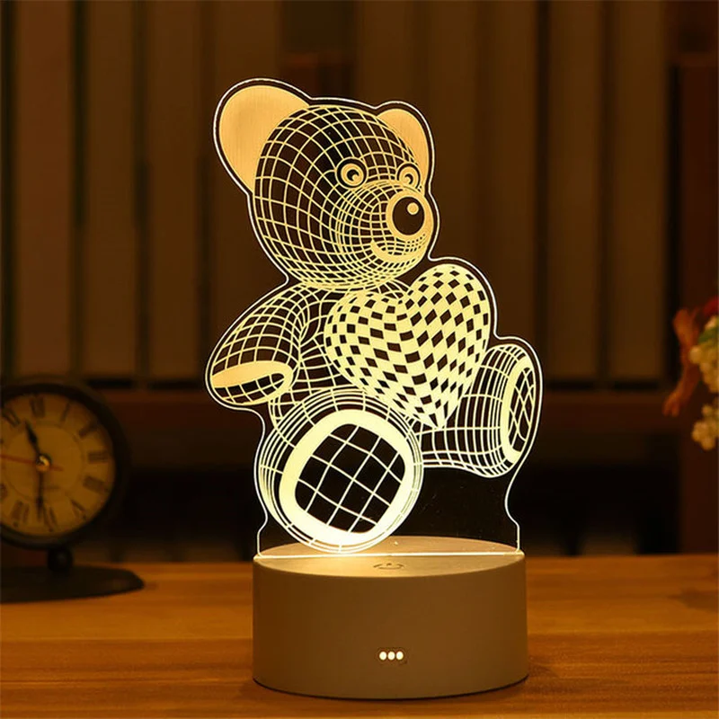 Valentine's Day Night Light Creative Table Lamp Bedside Lamp Romantic Heart-shaped Bear Lamp Children's Home Decoration Gift Box