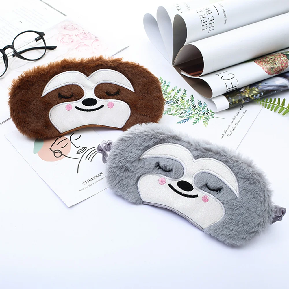 Cute Sloth Cartoon Sleep Eye Mask Plush Eye Cover Sort Sleeping Mask Travel Naps Rest Eye Patches for Women Man to Sleep Better