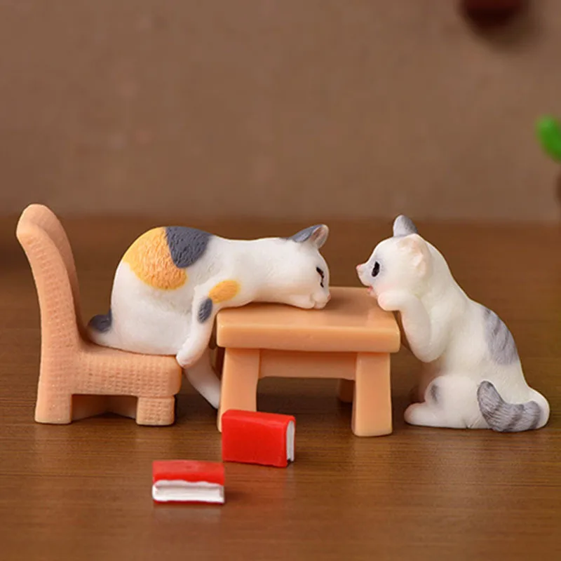 Cute Cat Stool Ornament For Kids Children Baby Garden kitten Ornament Gift Room Decoration Toy Miniature Figurines Home Decor