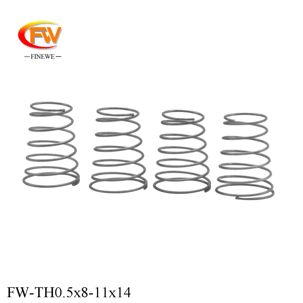 FINEWE Custom SUS304 Tower Pagoda Spring 0.5mm Wire Diameter 14mm High Small Conical Pressure Compression Spring
