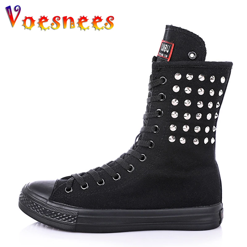 Solds Color Boots Women 2021 New Spring and Summer Short Canister Side Zipper Side Rivet Canvas Shoe Female Casual Shoes Flats