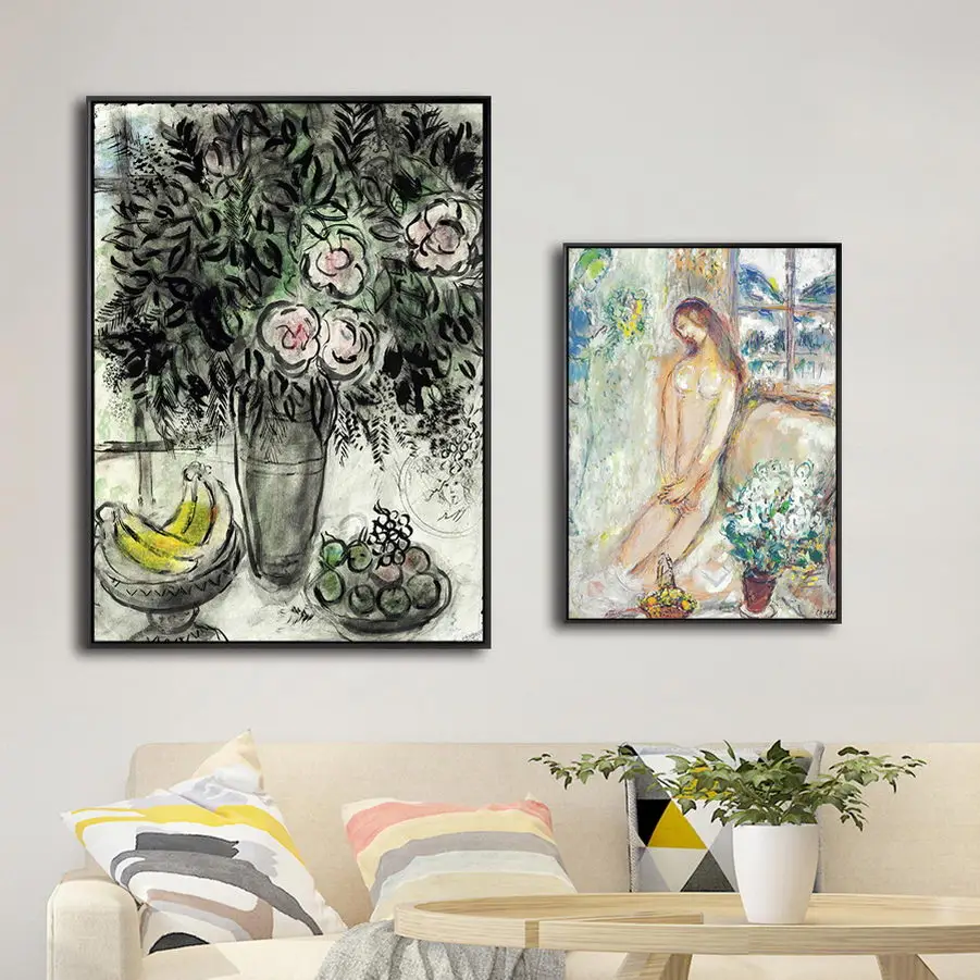 منزل الديكور مارك شاغال جدار الفن لوحة زيتية قماشية طباعة مجردة ملصق وحدات الانطباعية صورة لغرفة النوم #3