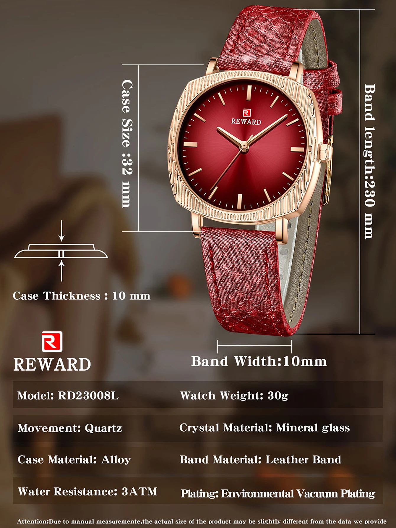 New REWARD Fashion Quartz Watches for Women Waterproof Wrist Watch Genuine Strap Derm Luxury Wristwatch