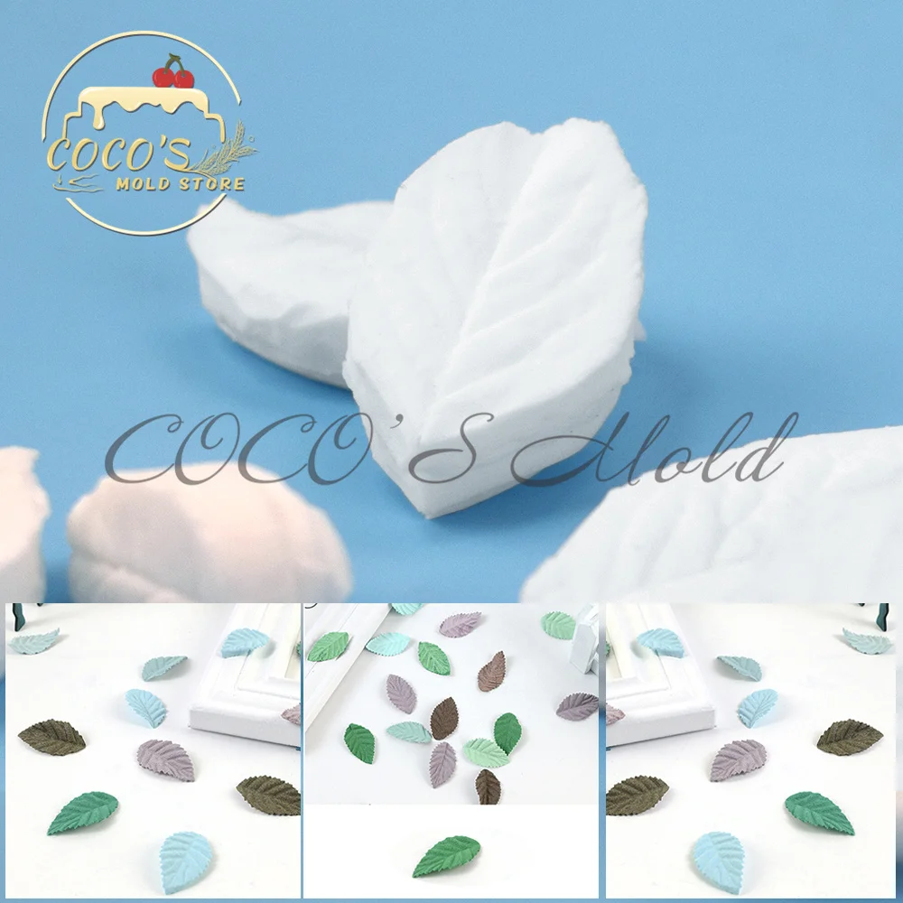 6Pcs/Set Mini Rose Leaf Silicone Veiner Mold Stainless Steel Cutter Mould Craft Fondant Cake Decorating Mould Baking Tools