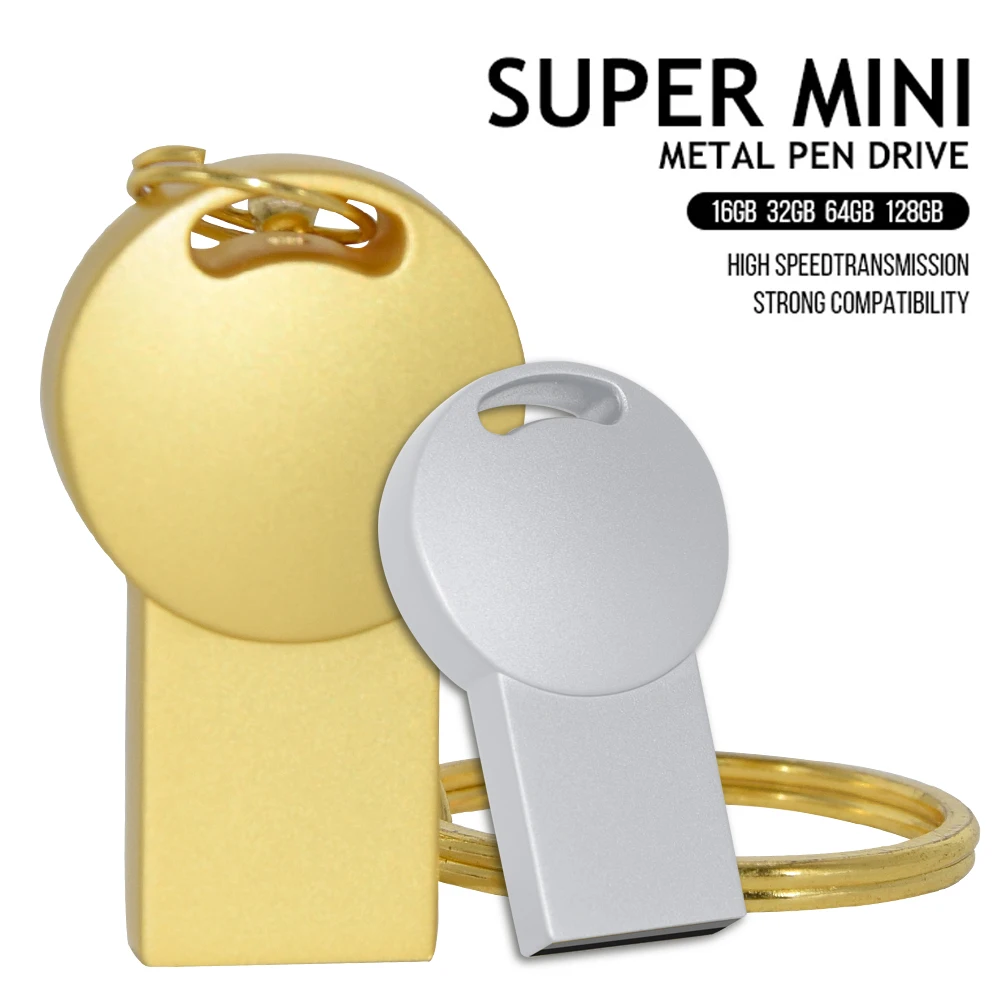 Top quality 2.0 usb flash drive pen drive 16GB 32GB 64GB waterproof Metal Key pendrive Card Memory Stick Drives u disk with gift