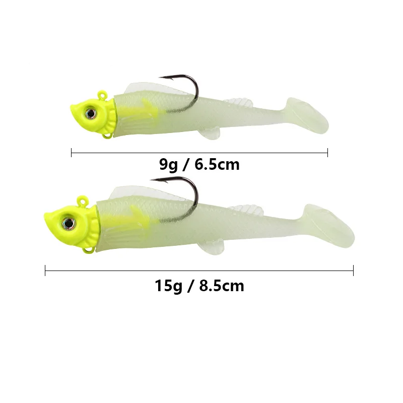 

Bagged Fish Head Fish T Tail Pack Single Hook Chopper Bass Cinnamon Lures Freshwater Saltwater Roadrunner Luminous Soft Lures