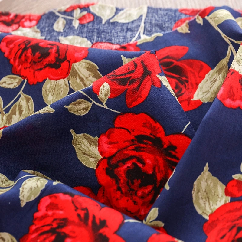 Vintage Rose Printed Fabric for Sewing Fashion Shirt, Thin and Soft Cotton Poplin, Hot Sale, TJ1388