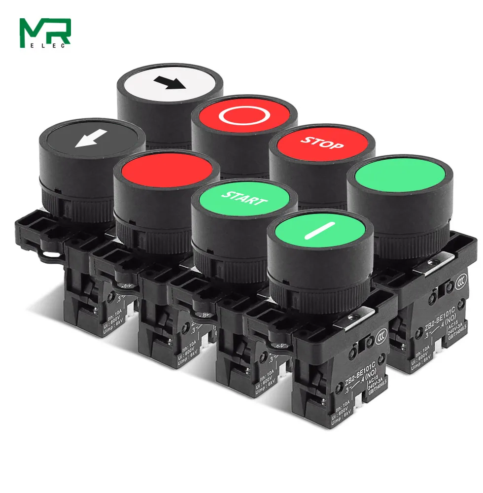 22mm Self reset button switch  start stop button with the arrow symbol XB2 flat touch 1NC/1NO switch button series