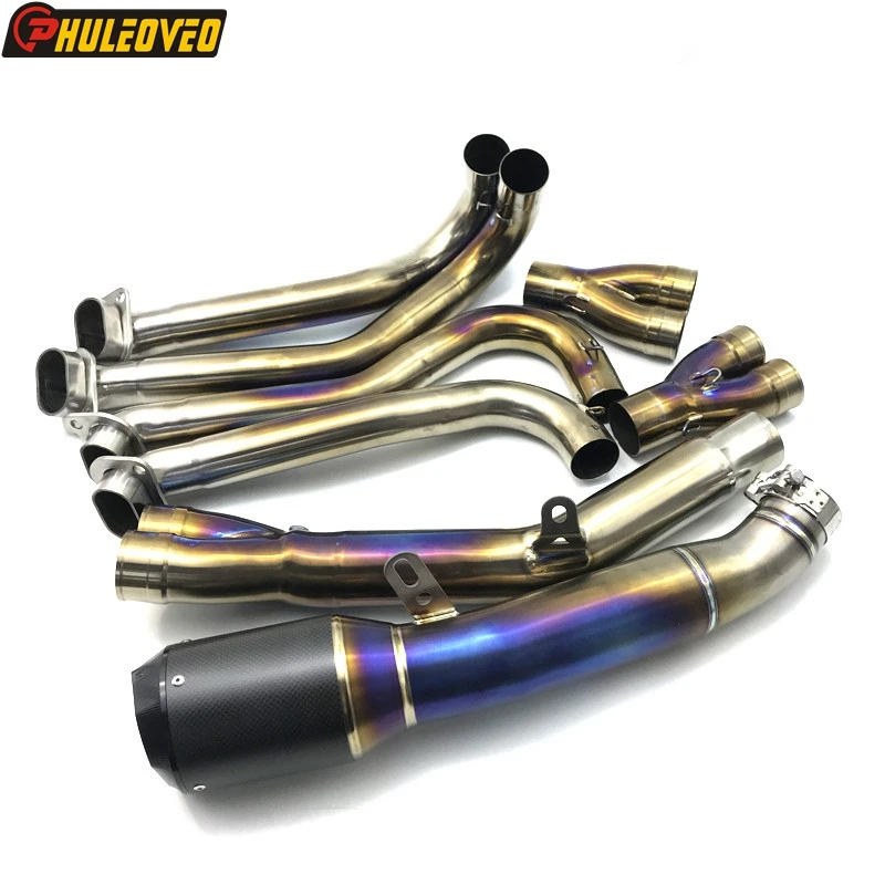 Titanium Alloy Motorcycle Exhaust Full System for H2 2015-2025 Header Tube Manifold with Carbon Fiber Slip-on Exhaust Muffler