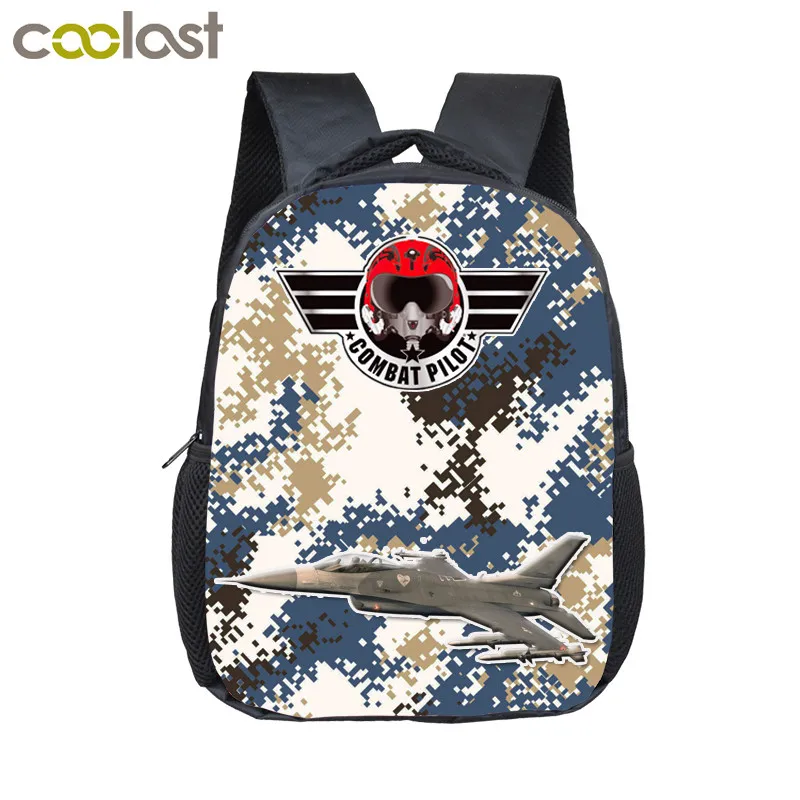 12 Inch Cartoon Car / Tank / Plane / Boat Print Backpack for Boys Children School Bags Small Baby Toddler Backpack Kids Bookbag