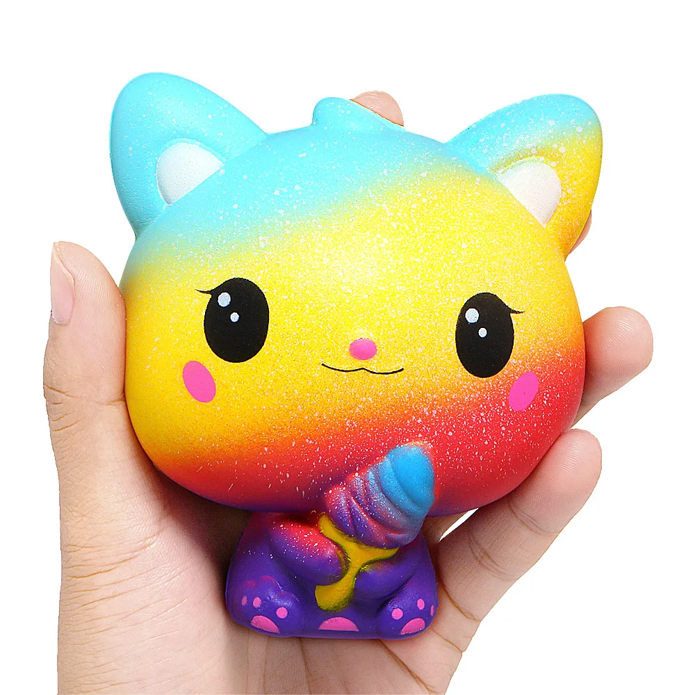 Squihy Slow Rebound Ice Cream Cat Cute Animal Stress Relief Toys Cure Office Stress Reliever Vent Fidget Toys for Kids Adults