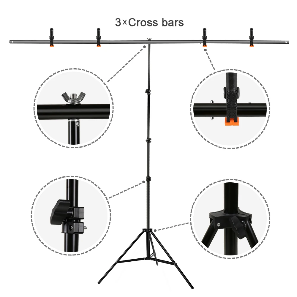 Background Photo Studio T-shape Support Stand For Photography Props Tripod Stand With Chroma Key Green Screen Photo Backdrops