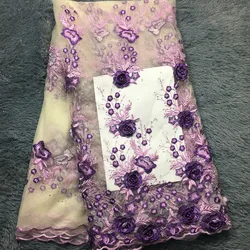 African Lace Fabric 2024 High Quality Lace 3d Applique Embroidery Tulle French Lace Fabric For Wedding Lace M2360