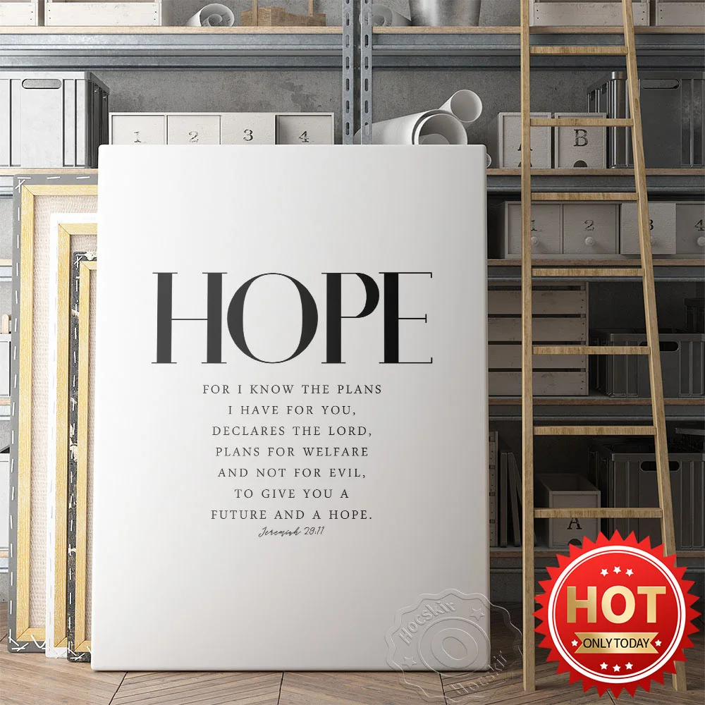 Hope Bible Verse Scripture Print Of Jeremiah 29 Esv Art Poster, Modern Simple Christian Wall Decor, Religion Scripture Art Mural