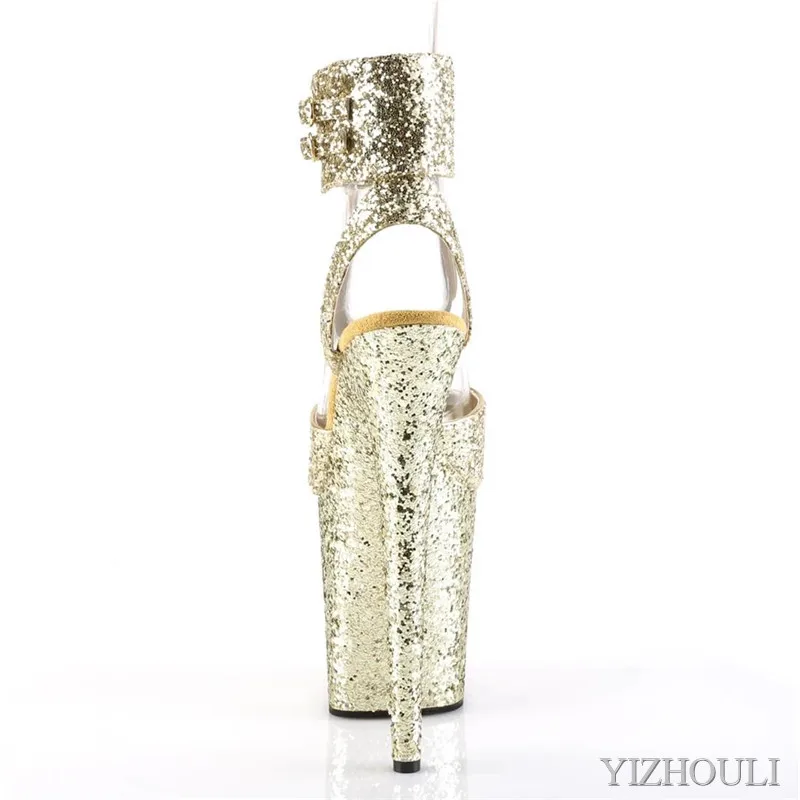 8 inch sandals, gold sequined soles for parties and nightclubs, 20 cm high-heeled models, pole dancing shoes