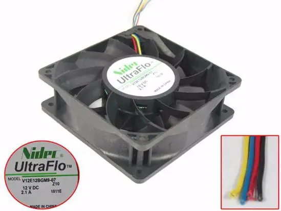 Nidec-ventilador de refrigeración para servidor, V12E12BGM9-07 DC 12V, 2.1A, 120x120x38mm, 4 cables