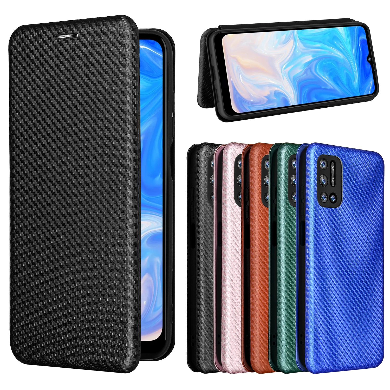 For Doogee N40 Pro Case Carbon Fiber Flip Leather Case For Doogee N40Pro N 40 Business Magnetic Wallet Card Slot Slim Cover