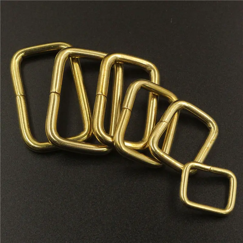 Brass metal wire formed rectangle ring buckle loops for webbing leather craft bag strap belt buckle garment luggage purse DIY