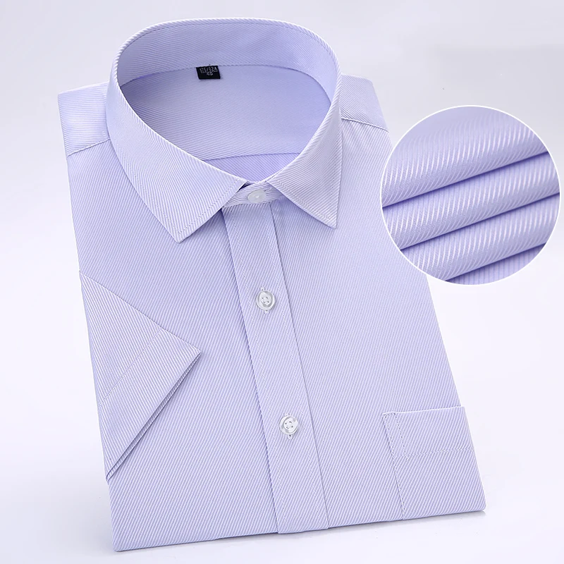 Camicia elegante da uomo in Twill da lavoro camicia formale da uomo tinta unita manica corta estiva tinta unita con tasca frontale vestibilità facile da pulire