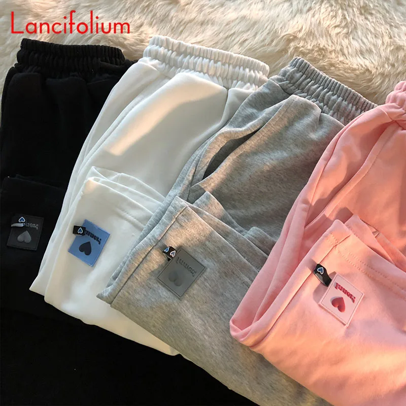 Pink Love Collage Short Cargo Sweatpants Summer Women Baggy High Elastic Waist Preppy Korean Vintage Half Workout Shorts 2021