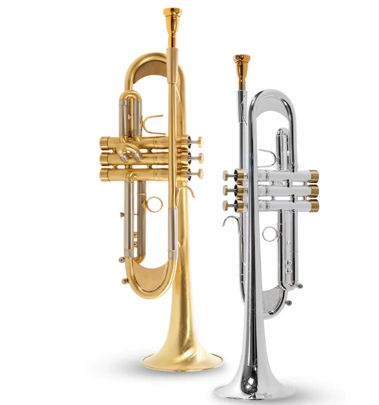 New Arrival Bb Trumpet High Quality Gold Lacquer Silver Plated Trumpet Brass Musical Instruments Composite Type Trumpet