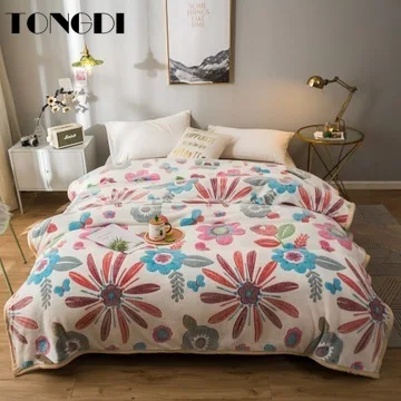 

TONGDI Soft Warm Fannel Fleece Fur Snowflake Blanket Printing Winter Couch Cover Bed Sofa Machine Wash Plush Bedspread Children