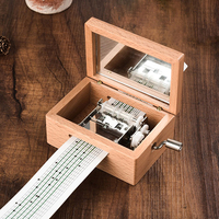 15 Tone Wooden Music Box with Hole Puncher and 10pcs Hand-rolled Paper Tape Creative DIY Composable Music Box Home Decor Gift