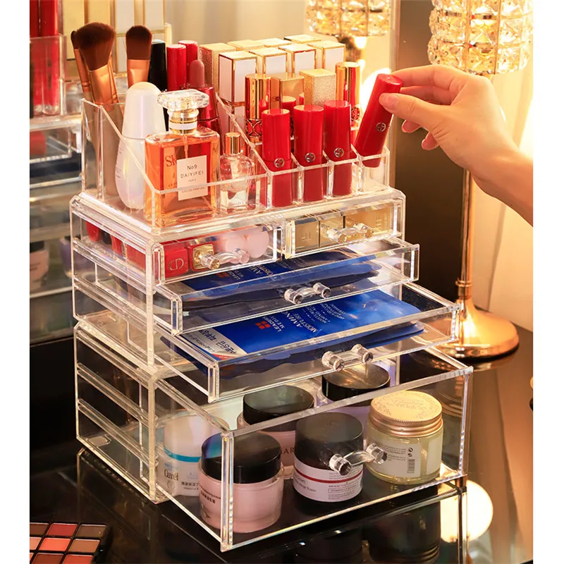 Acrylic cosmetic storage box, skin care lipstick storage box, combined transparent drawer cosmetic case